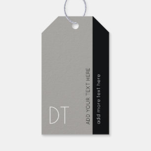 add name to a modern grey gift tags