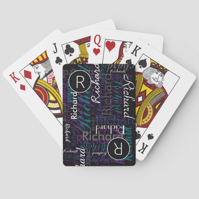 Add Name to get Personalised Colours on Black Playing Cards (Back)