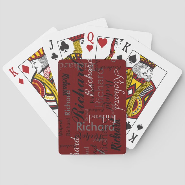 Add Name to get Personalised dark-red Playing Cards (Back)