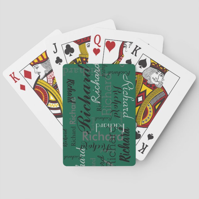 Add Name to get Personalised Green Playing Cards (Back)