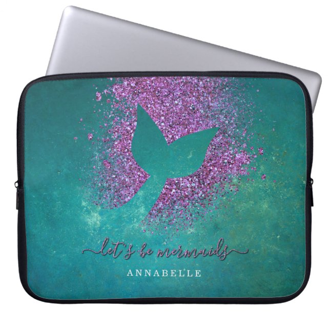 Add Name to Personalised Mermaid Tail Laptop Sleeve (Front)