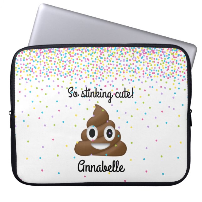 Add Name to Personalised Poop Emoji Laptop Sleeve (Front)