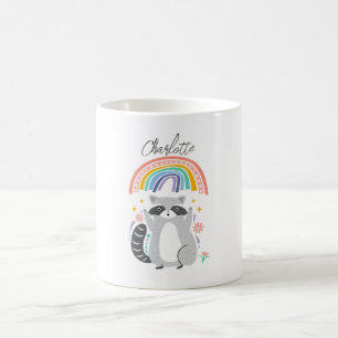 Add Name to Racoon and rainbow Coffee Mug