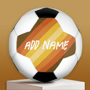 Add Name to Retro Stripes and Warm Sunset Colours Football