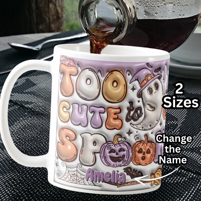 Add Name Too Cute To Spook 3D Effect Halloween Coffee Mug (Creator Uploaded)