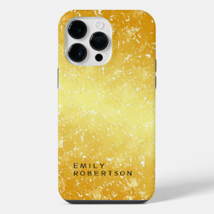 Add Name Trendy Modern Minimalist Gold Colour iPhone 14 Pro Max Case
