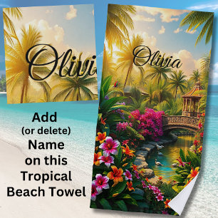 Add Name Tropical Asia Vacation Holiday Beach Towel