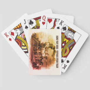Add Name, Vintage Steam Train Engine Locomotive Playing Cards