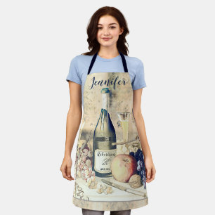 Add Name Wine and Fruit All-Over Print Apron