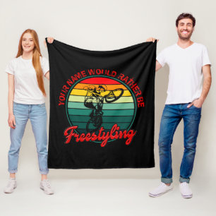 Add Name Would Rather Be Freestyling BMX Bike Fleece Blanket