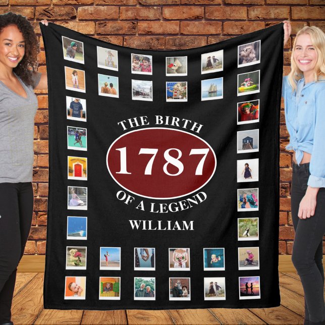 Add Name Year And Photos Birthday  Fleece Blanket (Creator Uploaded)