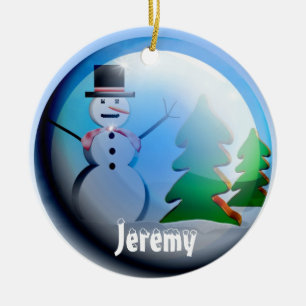 Add Name, Year Cute Christmas Snow Globe Ornament