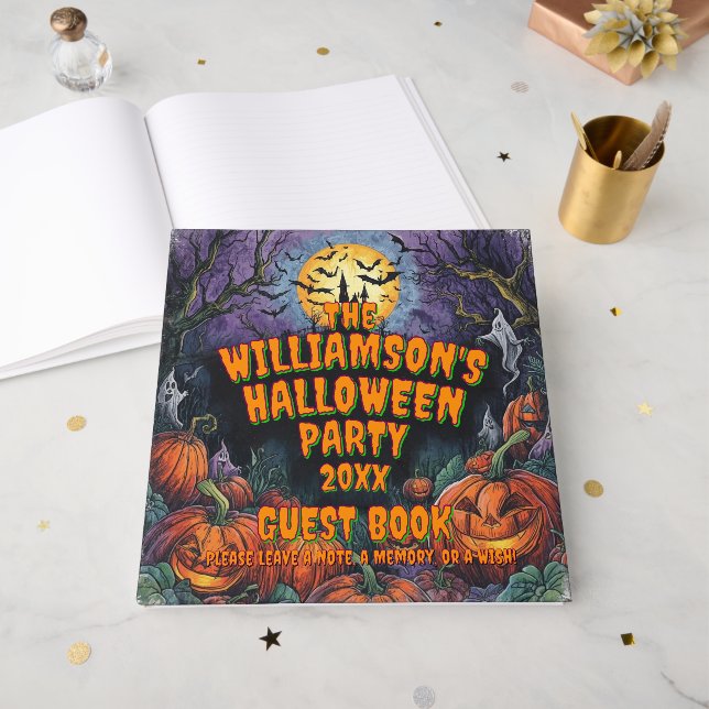Add Name Year Halloween Party Guest Book (Front Open)