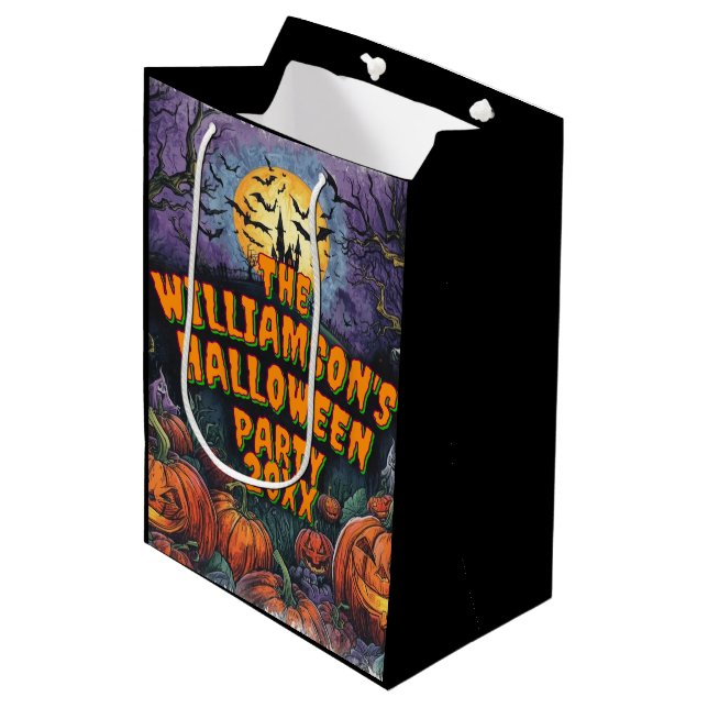 Add Name Year Halloween Party Medium Gift Bag (Front Angled)