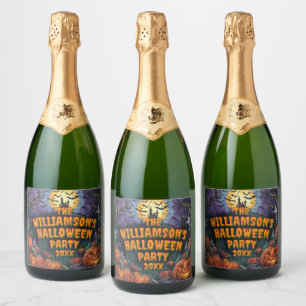 Add Name Year Halloween Party Sparkling Wine Label