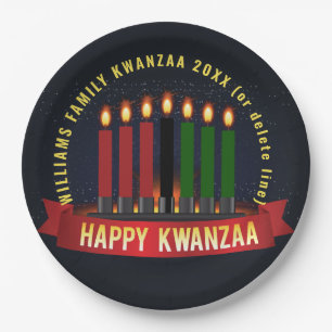Add Name Year Kwanzaa Candles 9" Paper Plate