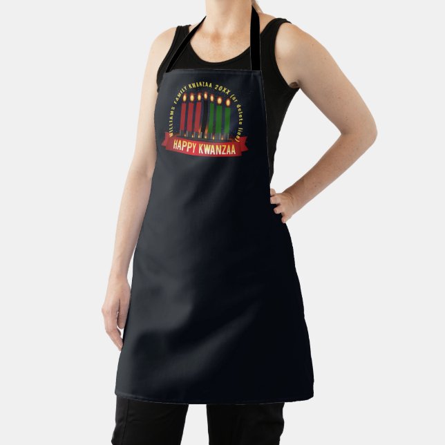 Add Name Year Kwanzaa Candles Apron (Insitu)