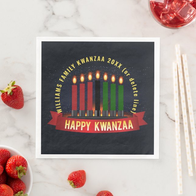 Add Name Year Kwanzaa Candles Napkin (Insitu)