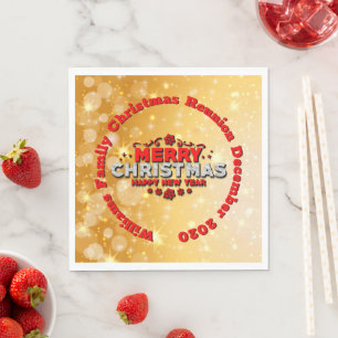 Add Name Year Matching Merry Christmas Luncheon Napkin