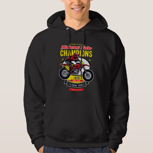 Add Name Year Motocross Retro Champions Rider      Hoodie (Front)