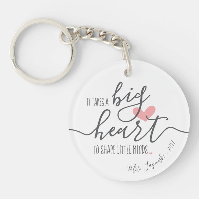 Add Name & Year, Personalised It Takes a Big Heart Key Ring (Front)