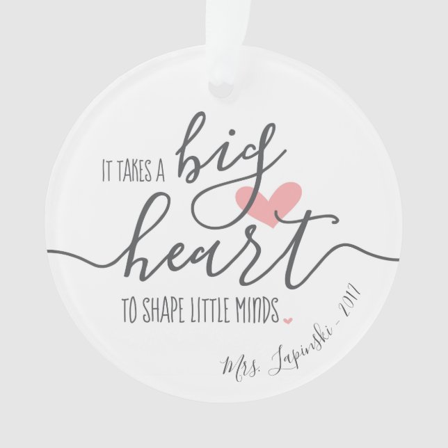 Add Name & Year, Personalised It Takes a Big Heart Ornament (Front)