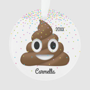 Add Name & Year to Personalised Poop Emoji Ornament