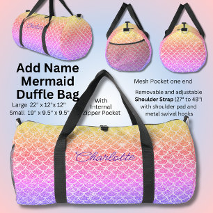 Add Name Yellow Pink Mauve Mermaid Scales Duffle Bag