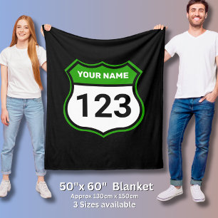 Add Name Your Number Racing Identification Green Fleece Blanket