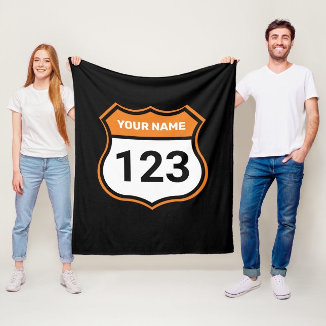 Add Name Your Number Racing Identification Orange  Fleece Blanket (In Situ)