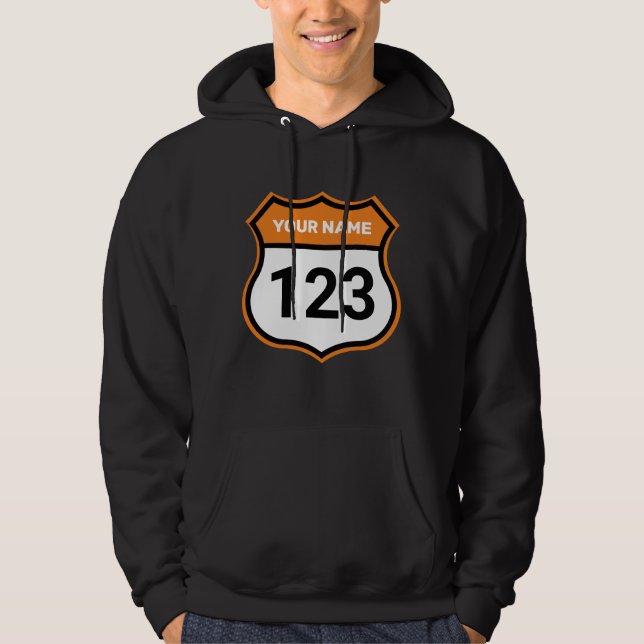 Add Name Your Number Racing Identification Orange  Hoodie (Front)