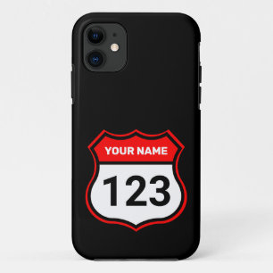 Add Name Your Number Racing Identification Red iPhone 11 Case