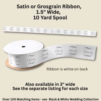 Add Names, 1.5" Black White Infinity Scroll, Satin Ribbon