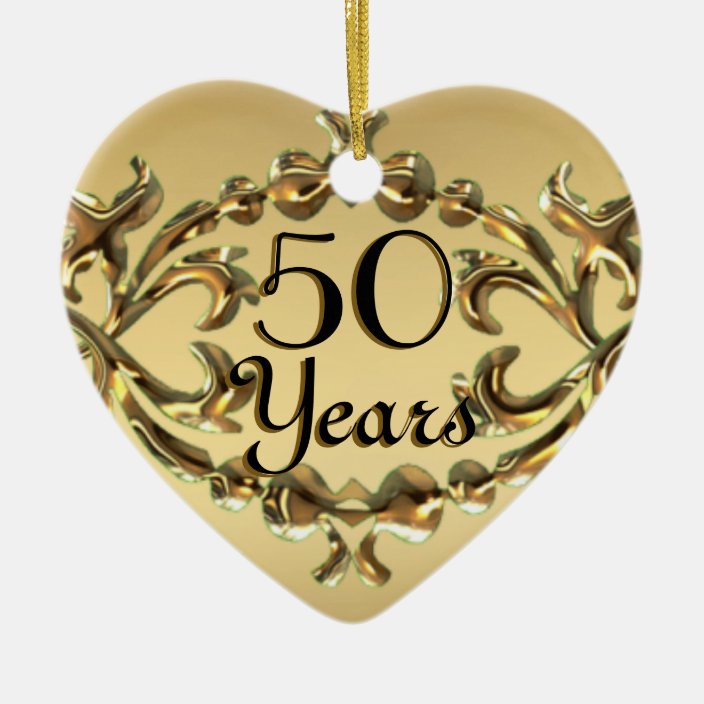 Add Names 50 Years Anniversary Gold Heart Ornament | Zazzle.co.uk