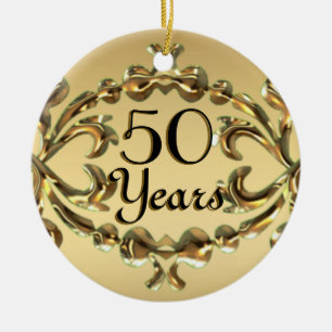 Add Names 50 Years Anniversary Gold Ornament