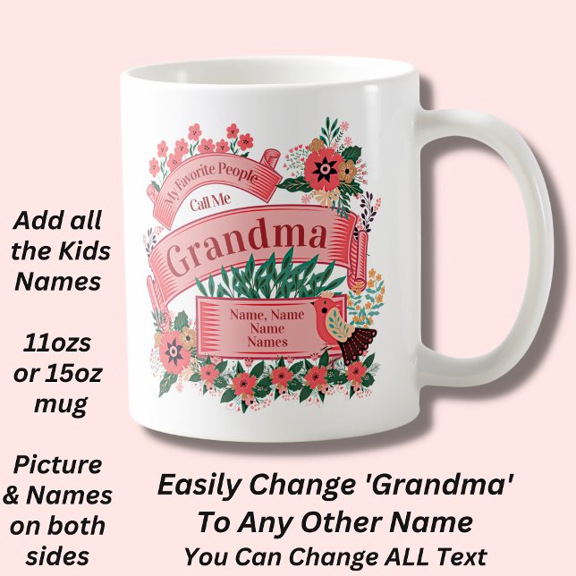 Add Names Change ALL Text Favorite People Call Me  Coffee Mug (Creator Uploaded)