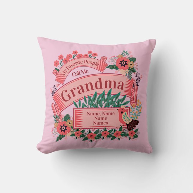 Add Names Change ALL Text Favourite People Call Me Cushion (Front)