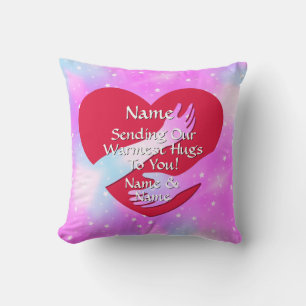 Add Names Change ALL Text Heart Sending Our Hugs Cushion