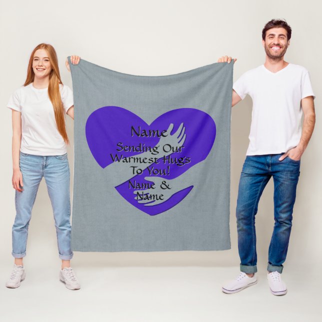 Add Names Change ALL Text Heart Sending Our Hugs   Fleece Blanket (In Situ)