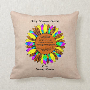 Add Names Change Text Hugged Leopard Sunflower Hug Cushion