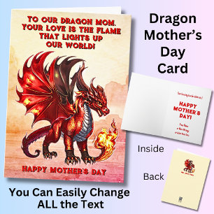 Add Names, Dragon Mum, Flame Lights Up Our World Card