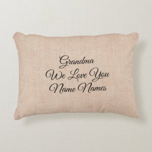 Add Names Edit All Text We Love You Grandma Beige Decorative Cushion
