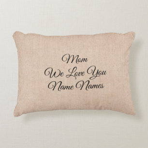 Add Names Edit All Text We Love You Mum on Beige Decorative Cushion