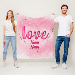Add Names LOVE Word Cloud Pink Valentines Day      Fleece Blanket