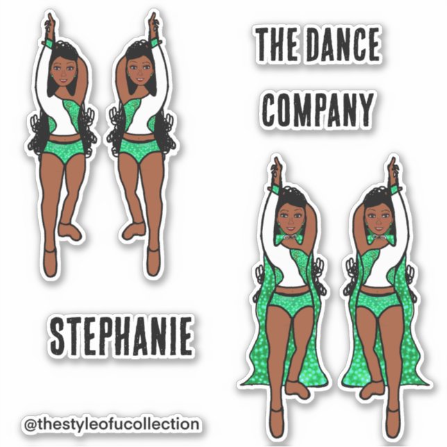 Add Names Majorette / Dancer Stickers Green Spark (Front)