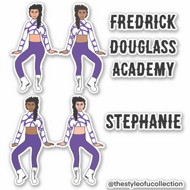 Add Names Majorette / Dancer Stickers Purple White (Front)