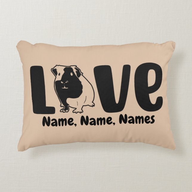 Add Names or Text, Guinea Pig LOVE on    Decorative Cushion (Front)