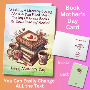 Add Names, Wishing A Literary-Loving Mum Mothers Card