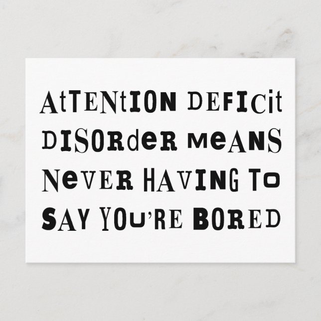 ADD Never Bored Postcard (Front)