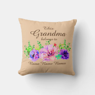 Add or Edit Names - This Grandma belongs to Floral Cushion
